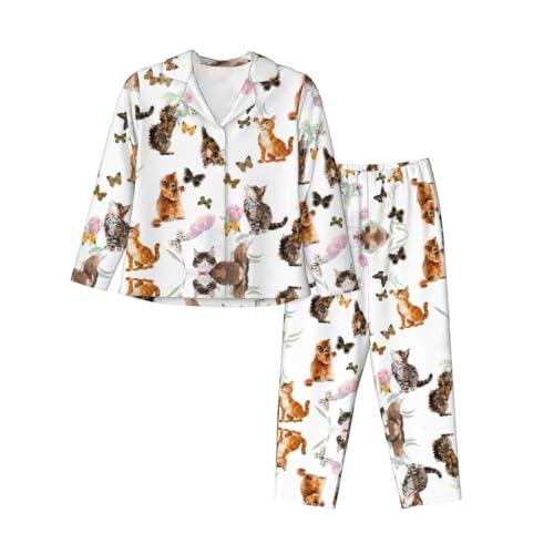 Pyjama papillon femme EdWal pour stopper le froid nocturne avec manches et bas longs