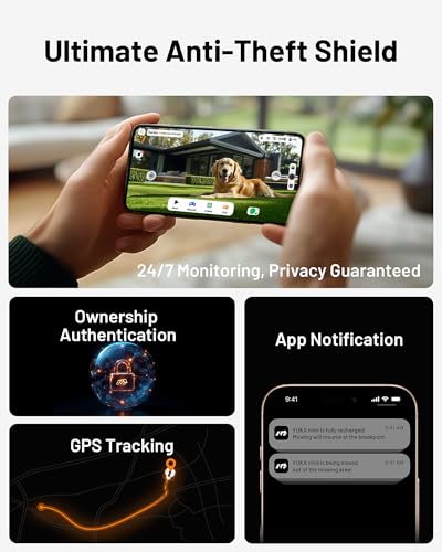 YUKA Mini 500 Robotic Lawn Mower for 0.12 Acre,Ultrasense AI Vision+ RTK Positioning, Auto Mapping, App Control,50% Slope,Perimeter Wire Free, 15 Mowing Zones Management