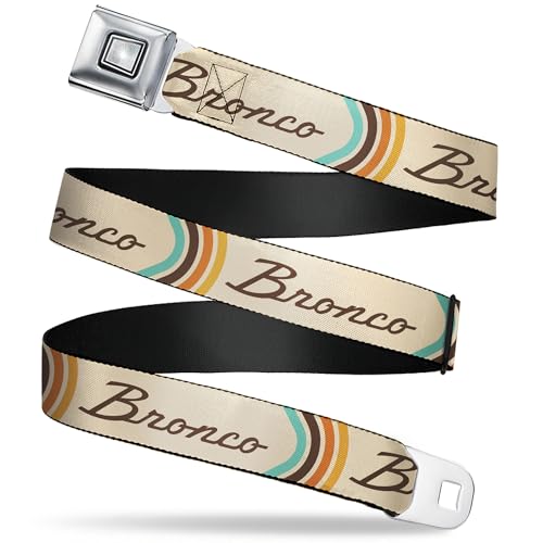 Ford Belt, Seatbelt Buckle, Ford Bronco Script Beige Brown Blue Orange