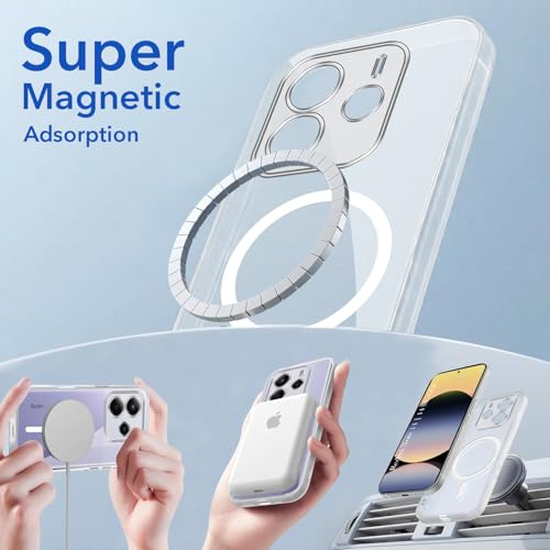 Image of Jkobi Lifetime Anti-Yellow MagSafe Compatible Clear Back Cover Case for Redmi Note 14 5G | Redmi Note 14 SE (Sleek Hard Crystal | Shockproof and Camera Protection)