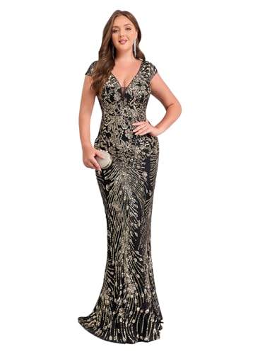 Womens Sequined Long Evening Gown Glamous Sleeveless V-Neck Merma...