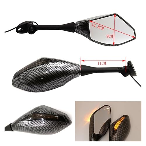 Espejo retrovisor moto universal gris oscuro con intermitentes led integrados antivibración 2