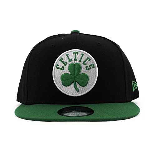 Adjustable Boston Celtics 2-Tone Snapback Hat in Black & Kelly Green by New Era