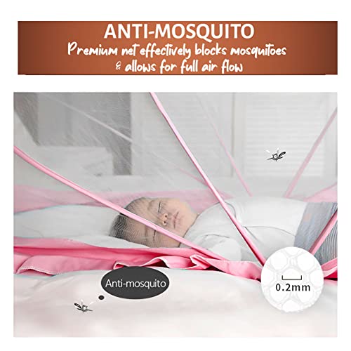 TurtleGrip Crib Net, Portable Baby Mosquito Net Anti-Bug | Size: 135 x 65 x 65cms, for (0 to 24 Months) Baby Color: Pink