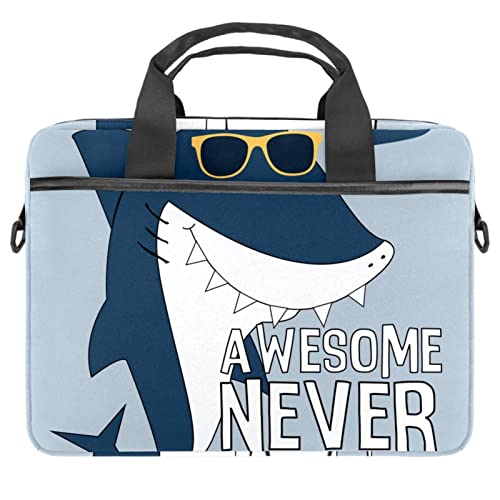 Sac ordinateur 13.3 pouces antichoc à bandoulière motif Shark Never Give Up multicolore