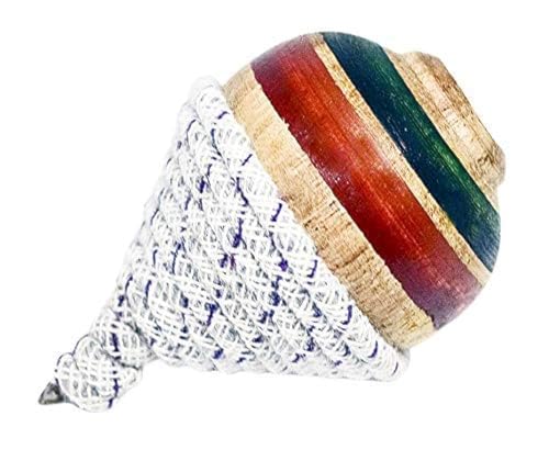 SSKR Traditional Wooden Spinning Tops Bongaram/Buguri/Lattoo/Bhavra/Bambaram with Long String - Pack of 2