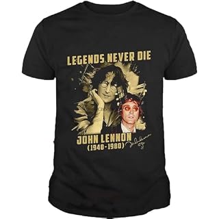 Legends-Never-Die-John-Lennon-Women-Men-Unisex-Shirt-Short-Sleeve-Cotton-Tshirt-Clothing-Casual-Gift - Les Beatles, Paul McCartney, John Lennon, RIngo Starr, George Harrison