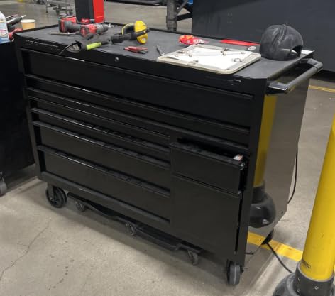 US General 56 in. Double Bank Industrial Rolling Tool Cabinet Roller Cabinet, Black Over 21,500 Cubic in. of Tool Cart Storage Space