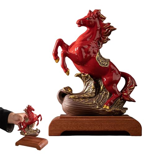Estatua de Caballo de Cerámica Roja Año del Caballo 2026