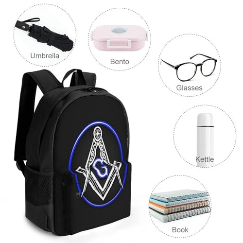 Men's Masonic Faith Hope And Charity Freemason Logo Travel Backpack, Breathable Adjustable Strap Shoulder Bag for Climbing, Large Capacity Backpack with Side Pockets4