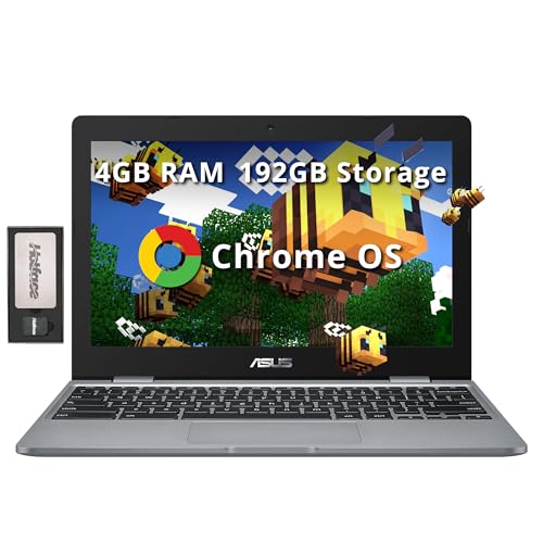 Image of ASUS Chromebook 11.6 inch HD Student Laptop, Intel Celeron N3350, 4GB RAM, 192GB Storage (32GB eMMC+160GB Docking Station), Intel UHD Graphics, HD Camera, Stereo Speakers, Chrome OS, Gray