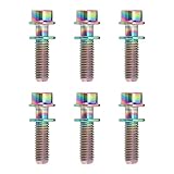 6Pcs Bike Screws Bolts Set, Mountain Bicycle Handlebar Stem Ti Alloy Bolts with Washer M5x18mm, High - Strength Alloy Stem Screws for Road Bike Motorcycle Racing (Colorful)
