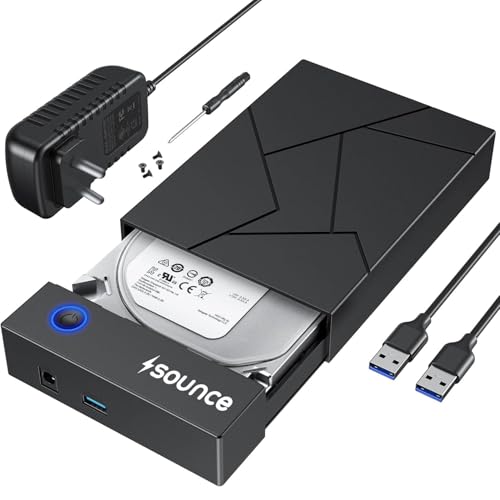 Sounce 3.5 Inch Hard Drive Enclosure USB 3.0 External Hard Drive Docking Station for 3.5 2.5 inch SATA Hard Drives SSD 16TB Storage Capacity HDD Enclosure with 12V/2A Power Supply UASP Acceleration view 1