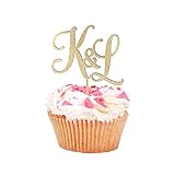 Wedding Initial Cupcake Topper in Gold with Elegant Script Two Letter Wedding Topper Monogram Custom Letter Bridal Shower