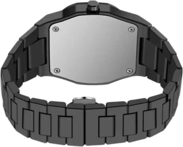 Image of Minimalist All Black Analog Watch, Matte Finish Metal Band, Unisex Wristwatch with Arabic Numerals
