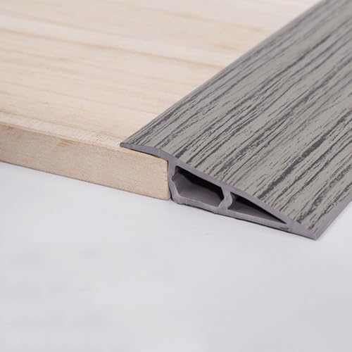 Marco de transición de suelo de 3 metros, umbral de puerta de vinilo para piso, borde de alfombra autoadhesiva para borde laminado, RA (tamaño: 12-15 mm, color: grano de madera gris)