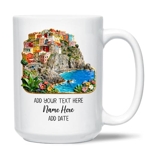 Cinque Terre Souvenirs Mug, Personalized Text & Name Cinque