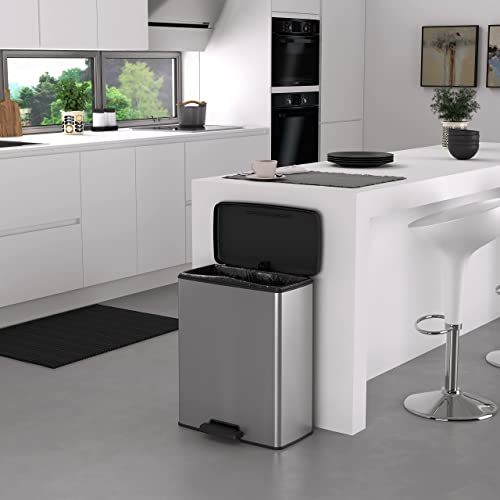 CURVER DECO BIN Mülleimer, Kunststoff, Silber metallic, 65L