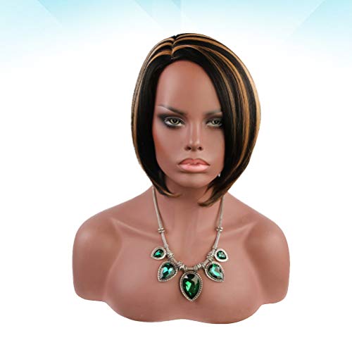 Lurrose Moda feminina peruca de cabelo reto curto peruca sintética feminina capa de cabelo natural a