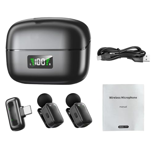 Image of USB C Lavalier Microphone, Wireless Mini Mic for Type C Android Phone Tablet PC Video Recording, Clip Noise Reduction & Voice Changer Lapel Mic, Ideal for Vlog Podcast (Black Apricot)