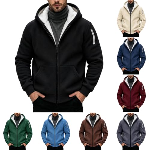 Men's Fleece Jacket Hoodie Sherpa Lined Zip Up Winter Warm Thick Coat - image 1