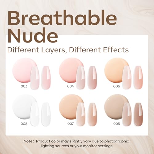 Image of modelones Gel Polish Builder Nail Gel, Base Colors 8-in-One Jelly Caramel Brown Nude Pink Clear Builder Nail Gel Polish for Hard Extension Rubber Lamp Cured 6 Colors