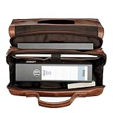 SID & VAIN Torba nauczycielska SPECTOR ze skóry premium, torba na laptopa, uniwersalna torba XL, duża dla mężczyzn o przekątnej ekranu 15", aktówka, brązowa, ręcznie wykonana, Vintage jasnobrązowy,