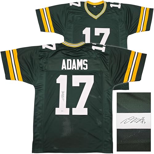 Davante Adams Autographed Green Football Jersey Beckett BAS Witness Stock #256914