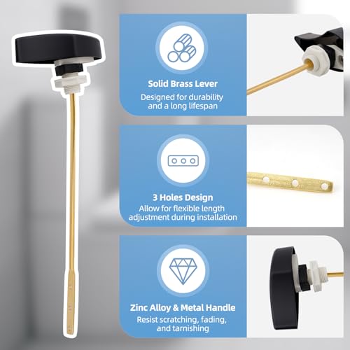 Image of Hibbent Toilet Handle Tank Flush Lever Replacement Compatible with TOTOTHU004-CP Trip Lvr for ST701, CST854, Side Mount Toilet Flush Handle, Toilet Trip Lever, Matte Black