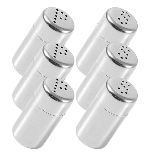 LOORGVEL Dispensador de Especias Portátil de Acero Inoxidable Juego de 6 Tarros Mini 3 Saleros 3 Pimenteros Diseño Compacto para Camping y Cocina Dosificación Precisa para Sal y