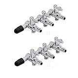 QMseller 2pcs 3- Way Aquarium Chrome Metal Gang Manifold Air Line Control Valve Air Tap Air Splitter