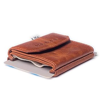 Space Wallet Mini portafoglio in vera pelle con portamonete I marchio tedesco Made in Europa I 15 carte + banconote + monete + chiavi I Push, antica, Mini, Minimalista