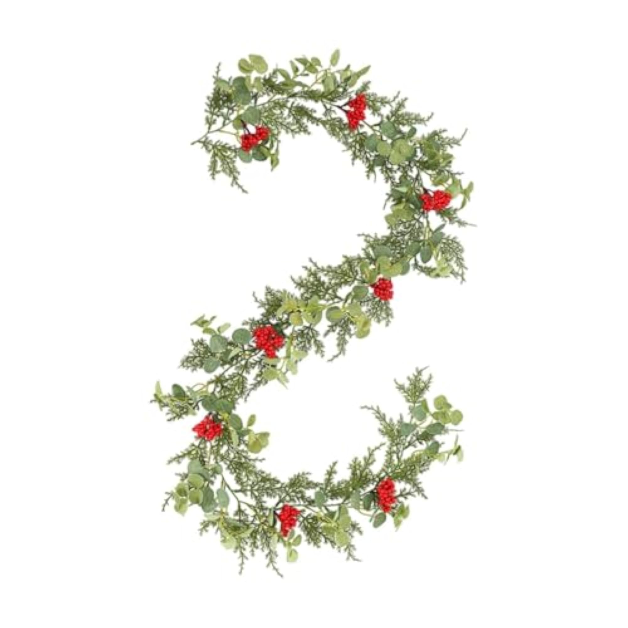 Christmas Garland with Red Berries for Home Decor
