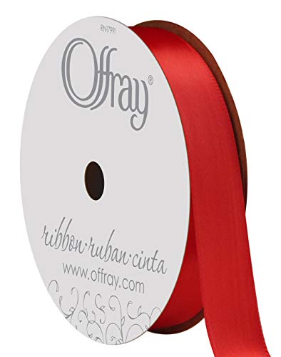 Image of Berwick 062050 5 /8 inch Wide Single Face Satin Ribbon, Red, 6 Yds