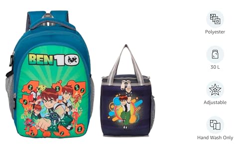 Image of perfect star Combo pack of 2 Motu Patlu School bag & Lunch bags Branded Tution Carry on Tote Nursery kids bag 1st to 5th std 30 L Backpack Tiffin bag (sky Blue)