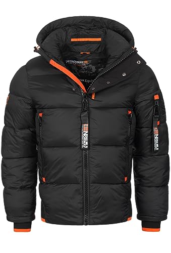 Geographical Norway FvS Production H-H Veste d’hiver parka pour hommes, avec doublure chaude et matelassée, pour l’extérieur, Noir, XXL