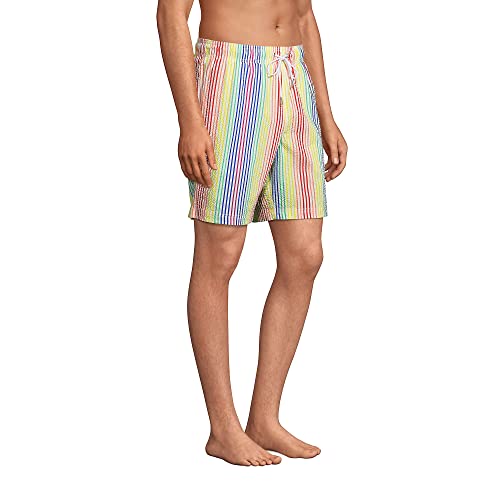 Lands' End Mens 8 inch Seersucker Volley Short Rainbow Stripes Regular Small3