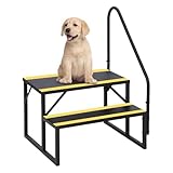 2-Stufige Wohnmobil Treppe Mit Handlauf, rutschfeste Einstiegstreppe, 200kg Belastbar, Breite Trittstufen, Robuste Stahlkonstruktion, Für Wohnmobil, Wohnwagen, Camper, Whirlpool, Pool, Garten