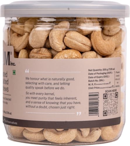 Image of Lagom Roasted Unsalted Cashew Nuts 200g | Dry Roasted Kaju | Small Batch, Crunchy & Buttery | No Preservatives | Vegan, Gluten Free, Non-GMO