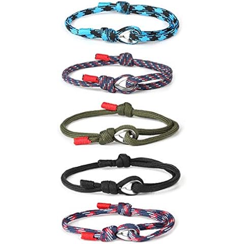 sailimue 5 Pcs Nautical Nylon Rope Bracelets for Men Women Handmade Braided Bracelet Set String Viking Colorful Adjustable Bracelets Cover