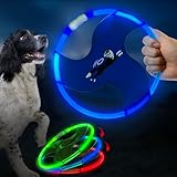 Vizbrite Dog Flying Disc Flyer Dog Toys, Flying Discs Dog, Glow in The Dark Nylon Flying disc Dog Toy with 3 Light Models, Floating Dog Ring Toys for Physical Exercise, Pet Training Throwing Playing