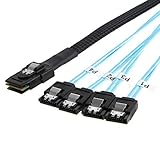 CableCreation [Reversed Cable] Mini SAS 36Pin (SFF-8087) Male to 4 SATA 7Pin Female Cable, Mini SAS (Target) to 4 SATA (Host) Cable, 0.5M, 1.6 Feet