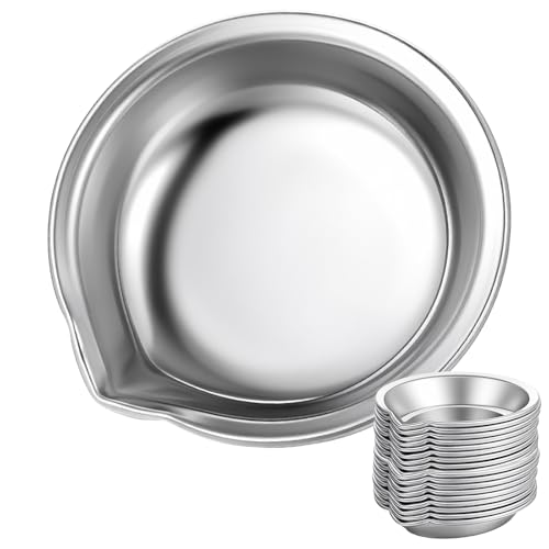 TIESOME 18 sztuk palet do mieszania ze stali nierdzewnej, mała, okrągła misa do farb, stal nierdzewna, paleta do malowania 5 x 5 cm, do malowania DIY, rzemiosła, malarstwa
