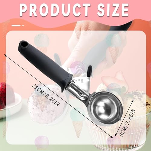 Ice Cream Scoop – Stainless Steel Fruit Scoop with Trigger Release – Ergonomic Handle for Easy Serving – Ideal for Ice Cream, Melon, Sorbet, Cookie Dough - Image 3