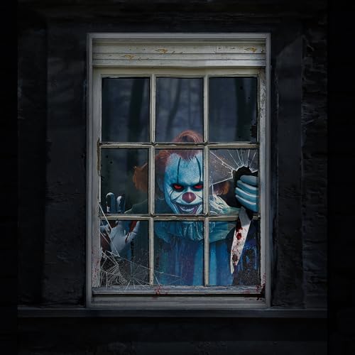 sopuatsre Halloween Killer Clown Curtain, Window Door Cover, Window Decor Addition Halloween Decorations for Halloween Party