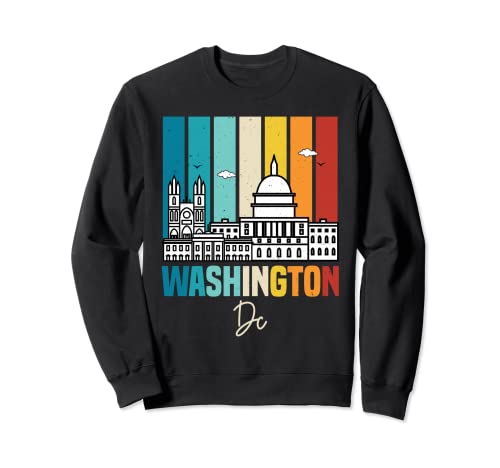 Washington DC Capitol Hill USA Bandiera Souvenir Skyline Vintage Felpa
