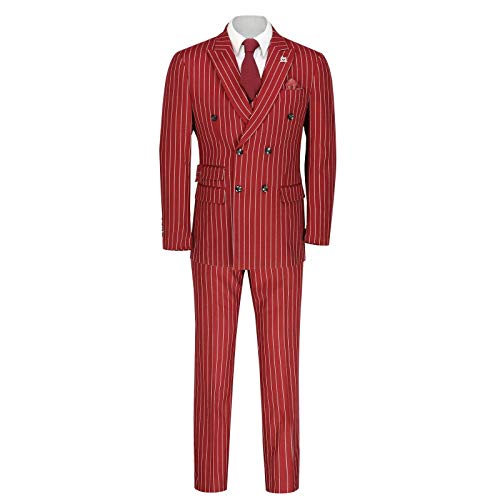 HOTK Hombre Esmoquin de Novio con Solapa de Pico Cruzado de 3 Piezas Trajes Formales de Negocios de Corte Entallado Cover