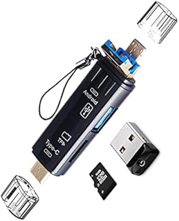 USB Micro SD Card Adapter, Seminer 5-in-1 USB C/Micro/USB 2.0 Portable Memory Reader USB OTG Adapter for Micro SDXC Micro SD Micro SDHC Card Compatible for MacBook Computer Android Phone, Black