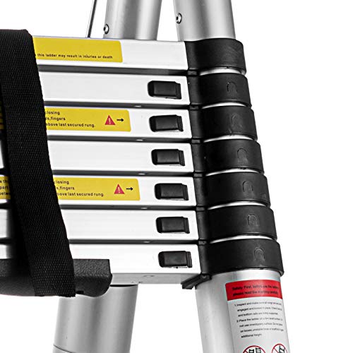 SHZOND 16.5 FT Aluminum Telescopic Extension Ladder 330 LBS Capacity A-Type Telescoping Ladder Multi Purpose Extension Ladder with Spring Loaded Locking (16.5 FT)