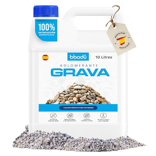 BIBODU Aglomerante De Grava 10L | Resina Fijador Grava | Resina para Piedras de Jardin | Perfecto Para Grava, Piedras y Mantillo | Uso en Senderos, Patios y Jardines Exteriores